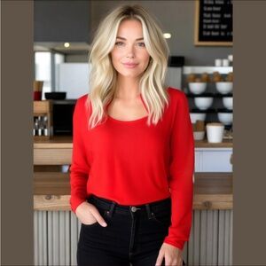 Victoria's Secret PINK Red Long Sleeve Sleepwear Top - Size Small